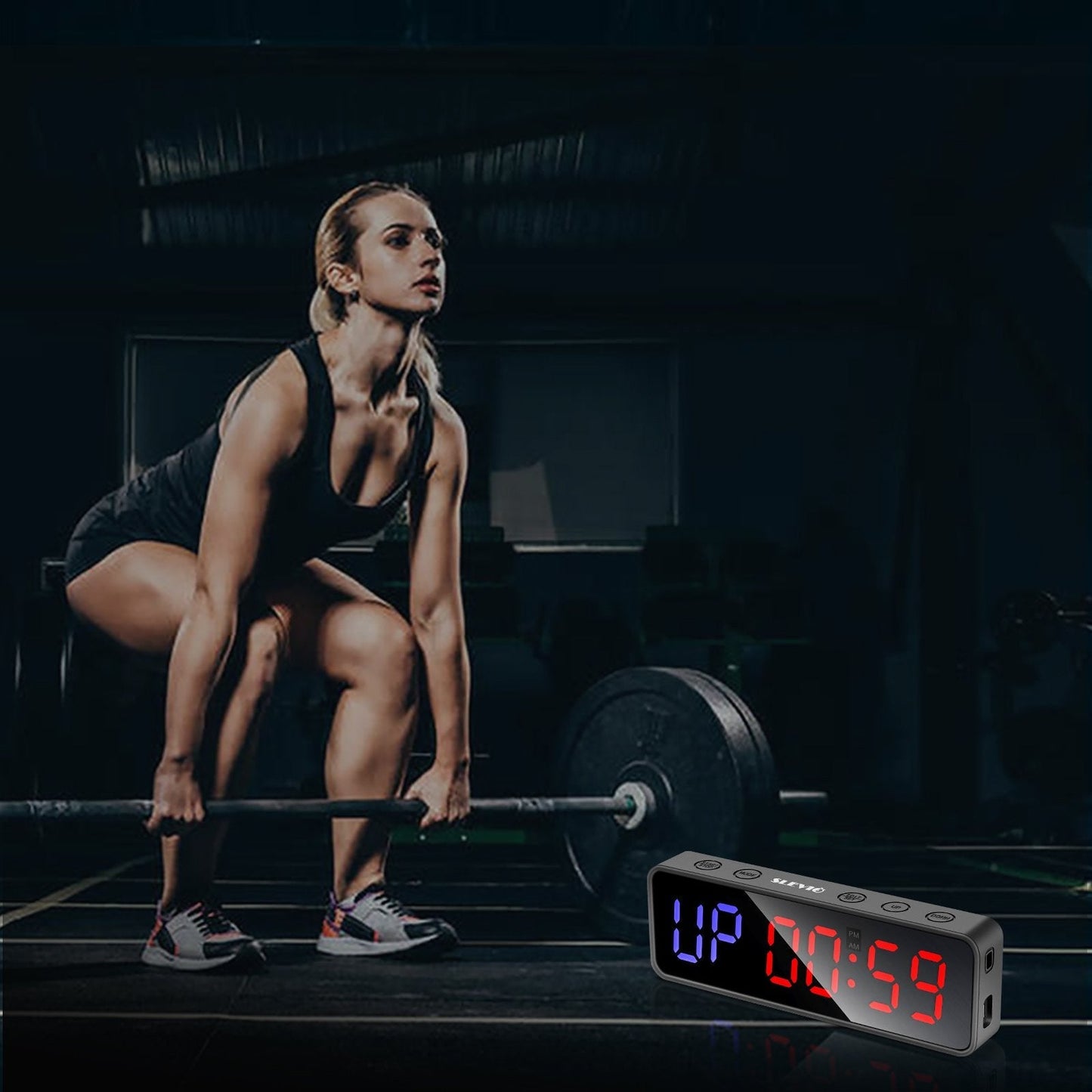 SLEVIO Portable Gym Workout Timer, Fitness Clock Built-in Magnetic