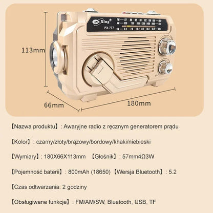 Ręczne radio z funkcją ładowania awaryjnego